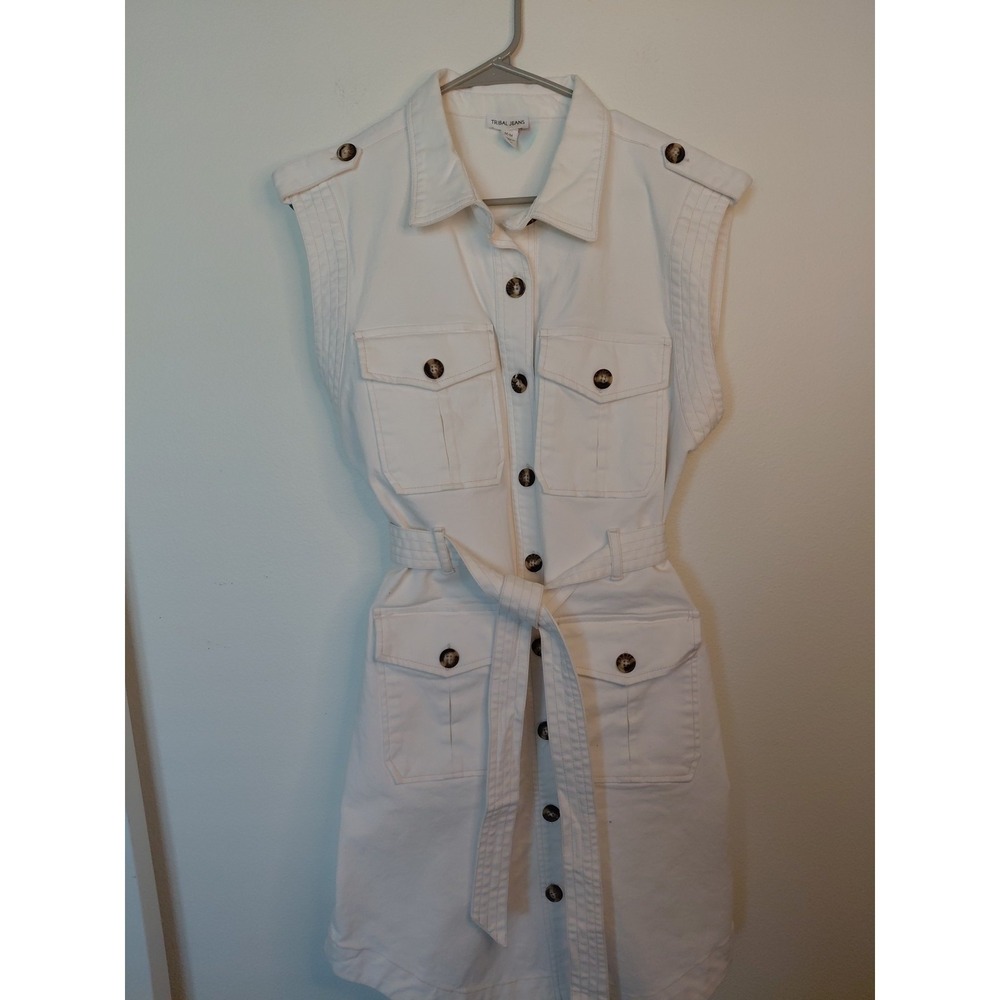 Tribal Jeans Cotton Soft Denim Jean Dress Women's Size M Stretch Boho Casual Y2k